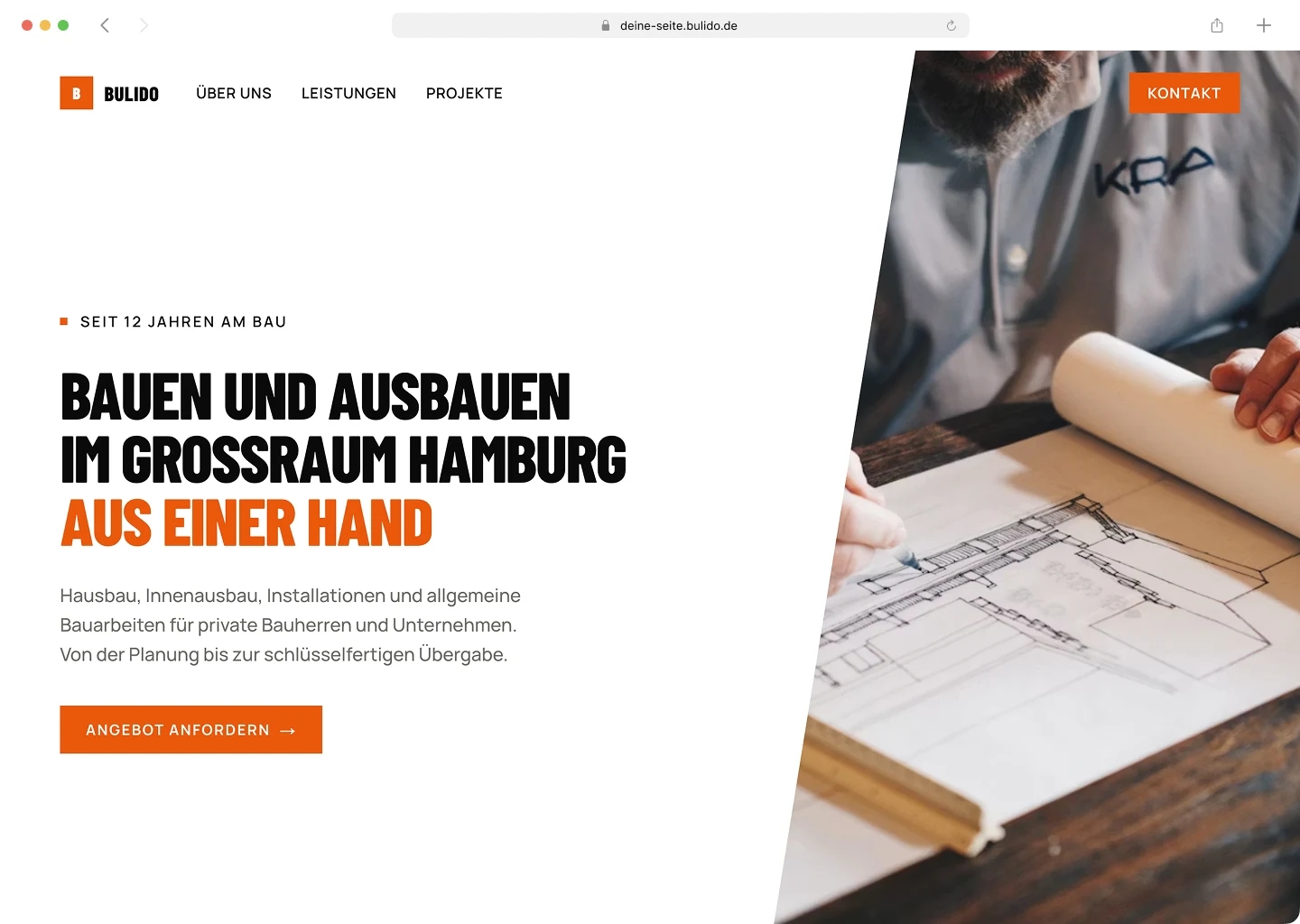 Eine in Bulido erstellte Firmenwebsite